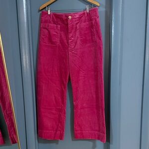 Anthropologie Maeve Fuchsia Cropped Corduroy Pants